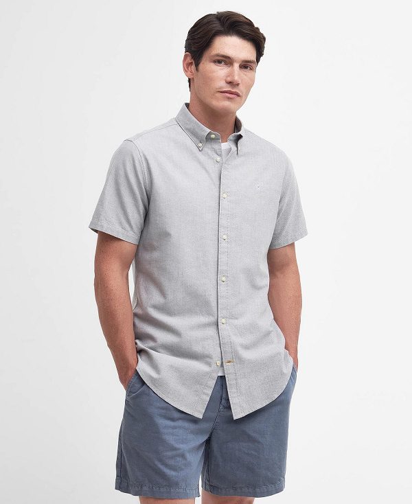Barbour Oxford Tailored Short Sleeve Shirt γκρι | BABO87714