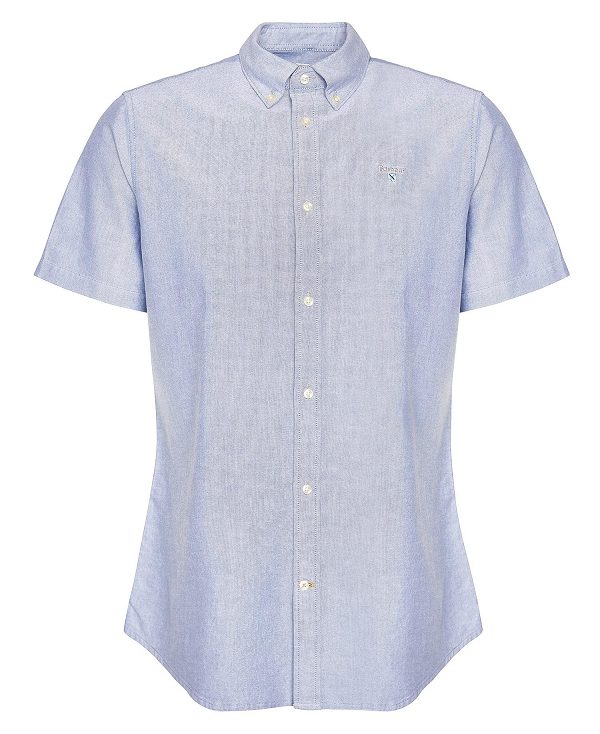 Barbour Oxford Tailored Short Sleeve Shirt σκούρο μπλε | BABO87715