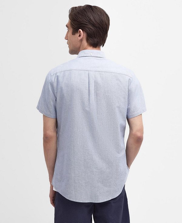 Barbour Oxford Tailored Short Sleeve Shirt σκούρο μπλε | BABO87715