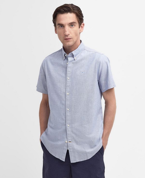 Barbour Oxford Tailored Short Sleeve Shirt σκούρο μπλε | BABO87715