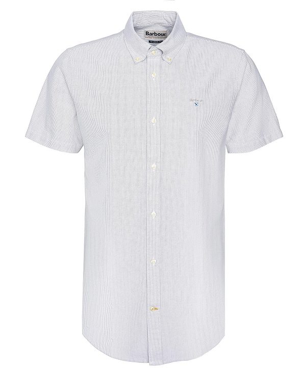 Barbour Oxford Tailored Short-sleeved Pinstripe Shirt γκρι | BABO87704