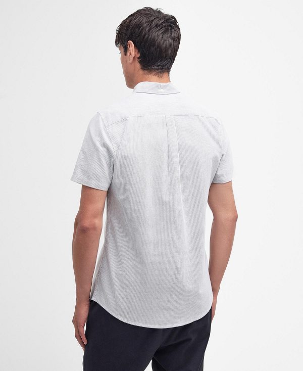 Barbour Oxford Tailored Short-sleeved Pinstripe Shirt γκρι | BABO87704