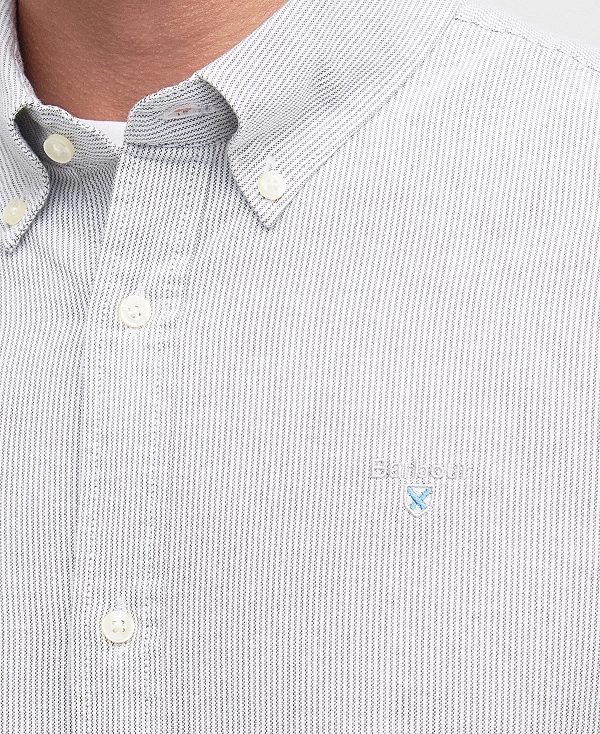 Barbour Oxford Tailored Short-sleeved Pinstripe Shirt γκρι | BABO87704