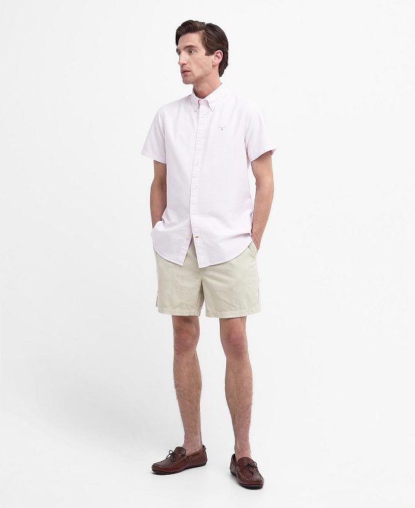 Barbour Oxford Tailored Short-sleeved Pinstripe Shirt ροζ | BABO87705