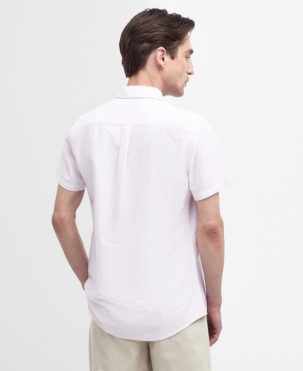 Barbour Oxford Tailored Short-sleeved Pinstripe Shirt ροζ | BABO87705