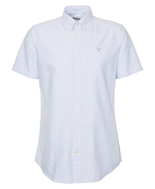 Barbour Oxford Tailored Short-sleeved Pinstripe Shirt μπλε | BABO87706