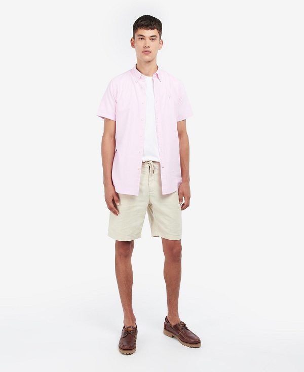 Barbour Oxford Tailored Short-sleeved Shirt ροζ | BABO87619