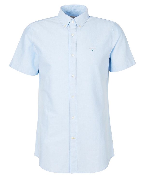 Barbour Oxford Tailored Short-sleeved Shirt μπλε | BABO87653