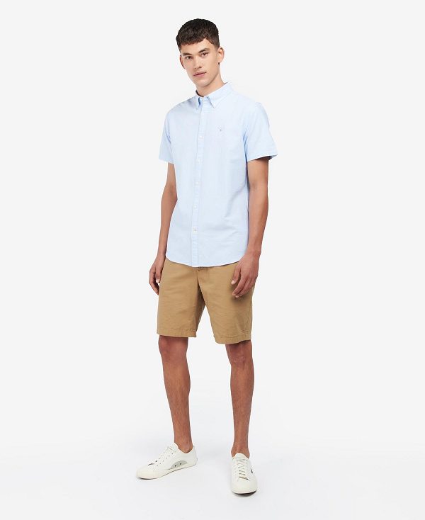 Barbour Oxford Tailored Short-sleeved Shirt μπλε | BABO87653