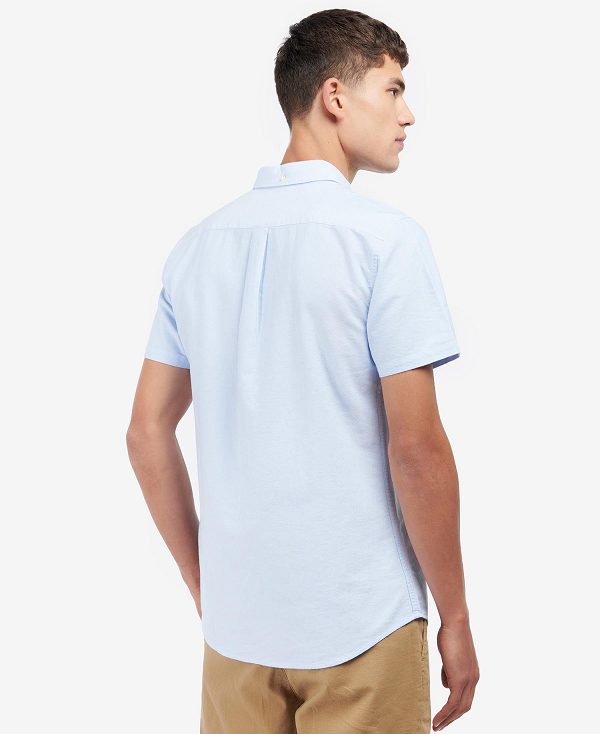 Barbour Oxford Tailored Short-sleeved Shirt μπλε | BABO87653