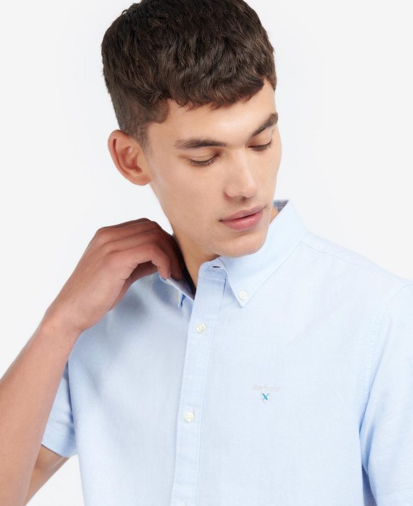 Barbour Oxford Tailored Short-sleeved Shirt μπλε | BABO87653