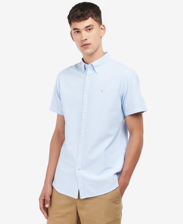 Barbour Oxford Tailored Short-sleeved Shirt μπλε | BABO87653