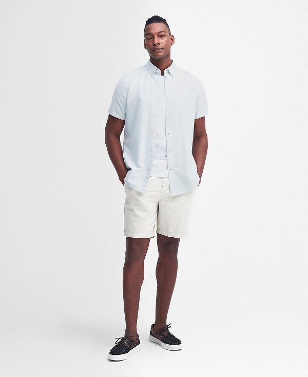 Barbour Oxford Tailored Short-sleeved Shirt μπλε | BABO87774