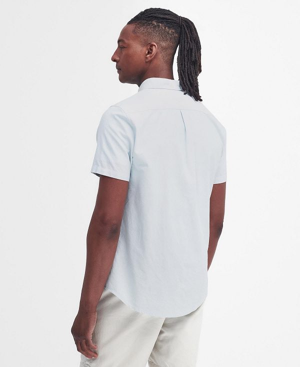 Barbour Oxford Tailored Short-sleeved Shirt μπλε | BABO87774