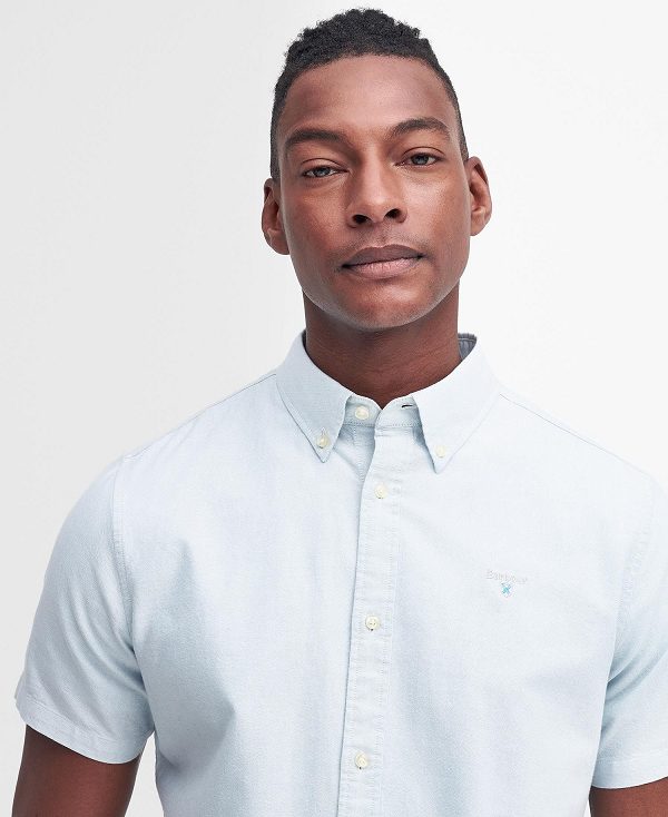 Barbour Oxford Tailored Short-sleeved Shirt μπλε | BABO87774