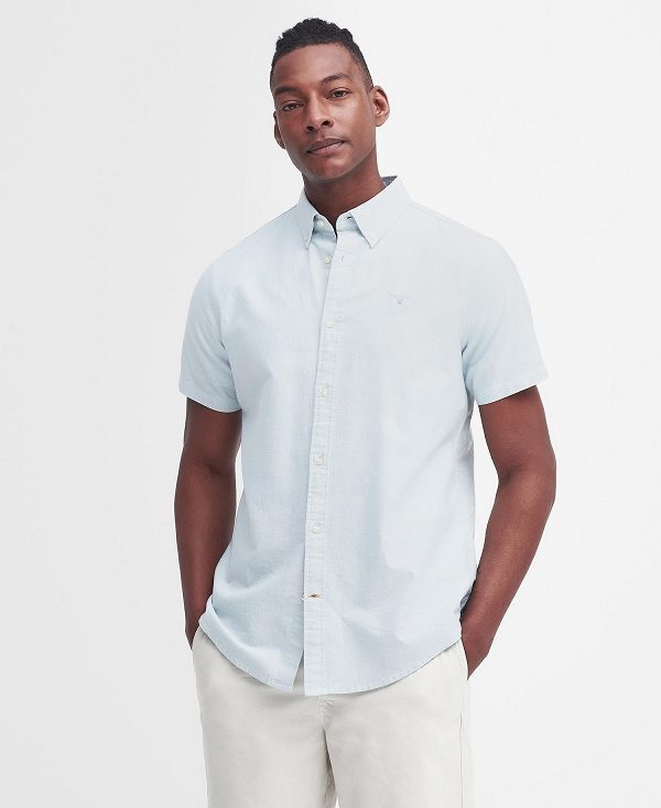 Barbour Oxford Tailored Short-sleeved Shirt μπλε | BABO87774