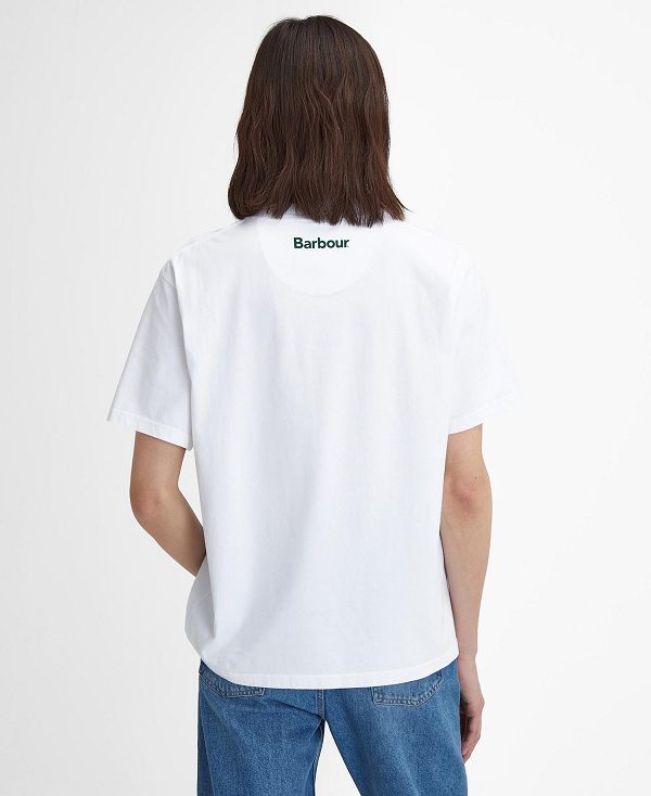 Barbour Pell Oversized Graphic T-shirt ασπρα | BABO88385