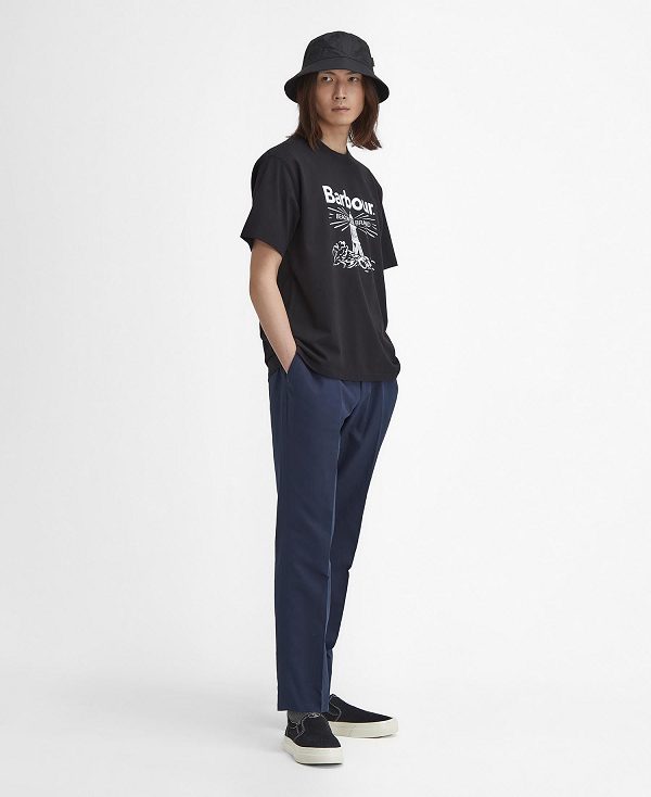 Barbour Pell Oversized Graphic T-shirt μαυρα | BABO88394