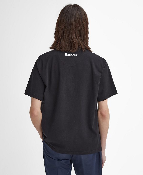 Barbour Pell Oversized Graphic T-shirt μαυρα | BABO88394