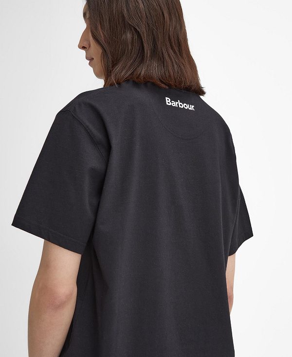 Barbour Pell Oversized Graphic T-shirt μαυρα | BABO88394