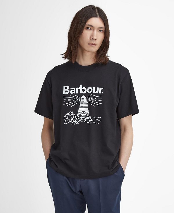Barbour Pell Oversized Graphic T-shirt μαυρα | BABO88394