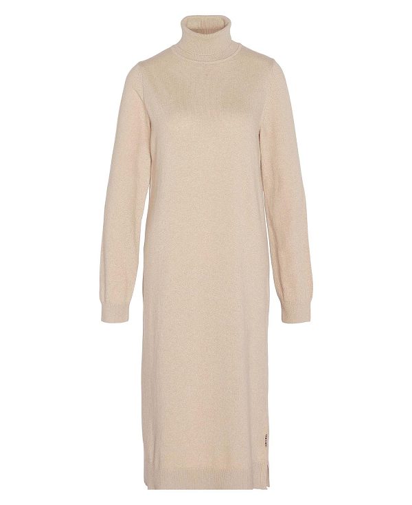 Barbour Pendle Knitted Midi Dress Μπεζ | BABO89638