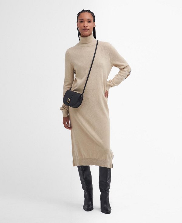 Barbour Pendle Knitted Midi Dress Μπεζ | BABO89638