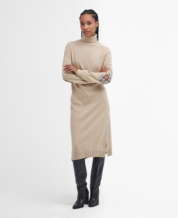 Barbour Pendle Knitted Midi Dress Μπεζ | BABO89638