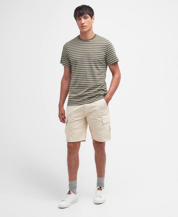 Barbour Ponte Striped T-shirt Ελιά | BABO88369