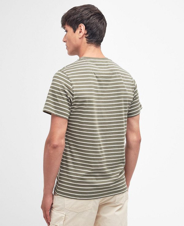 Barbour Ponte Striped T-shirt Ελιά | BABO88369