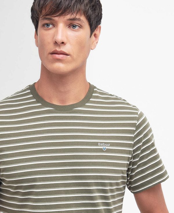 Barbour Ponte Striped T-shirt Ελιά | BABO88369