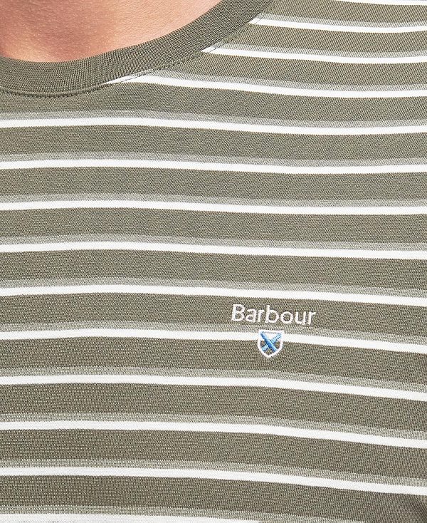 Barbour Ponte Striped T-shirt Ελιά | BABO88369