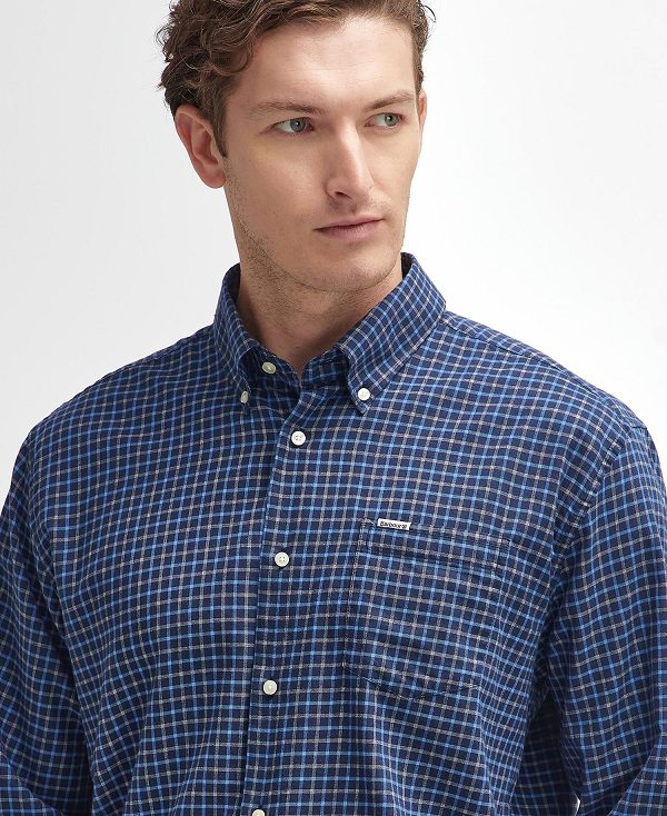 Barbour Preston Regular Long-sleeved Shirt σκουρο μπλε | BABO87910