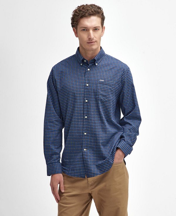 Barbour Preston Regular Long-sleeved Shirt σκουρο μπλε | BABO87910