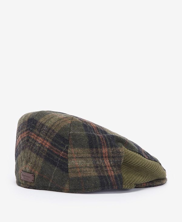 Barbour Ramsden Plaid Flat Cap Ελιά | BABO89068