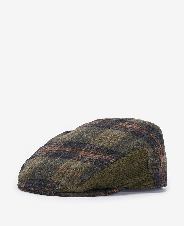 Barbour Ramsden Plaid Flat Cap Ελιά | BABO89068
