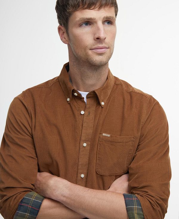 Barbour Ramsey Tailored Fit Shirt καφε | BABO87791