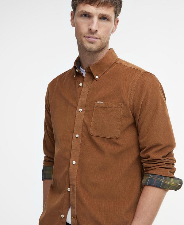Barbour Ramsey Tailored Fit Shirt καφε | BABO87791