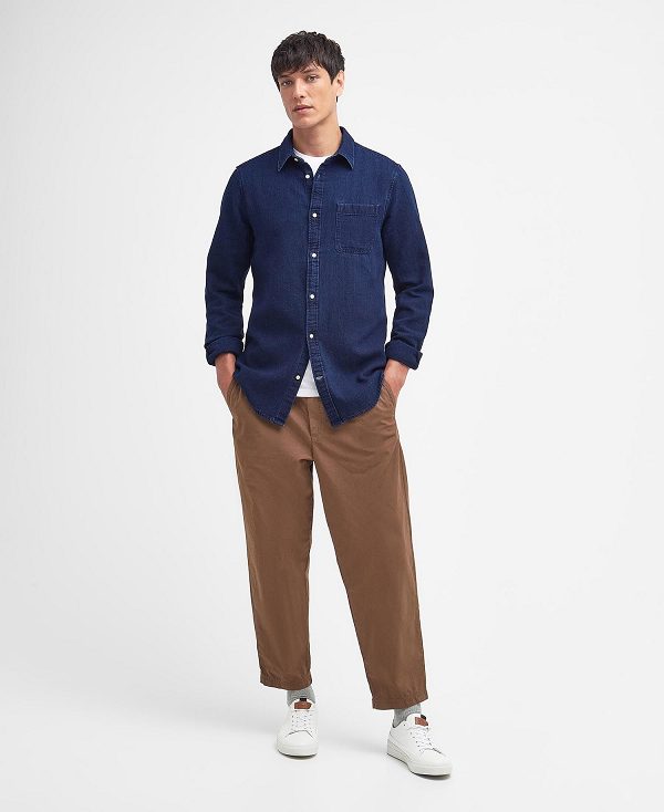 Barbour Raven Tailored Long-sleeved Shirt μπλε σκουρο | BABO87732