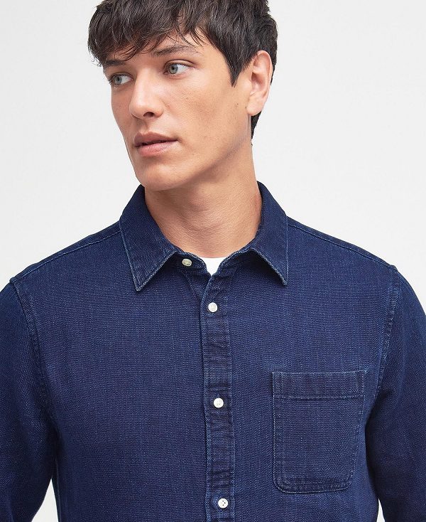 Barbour Raven Tailored Long-sleeved Shirt μπλε σκουρο | BABO87732