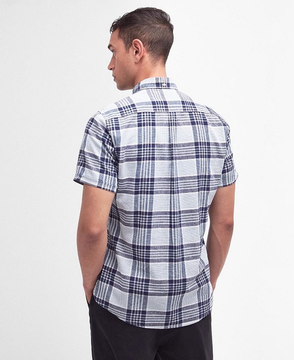 Barbour Reading Tailored Short-sleeved Shirt σκουρο μπλε | BABO87769