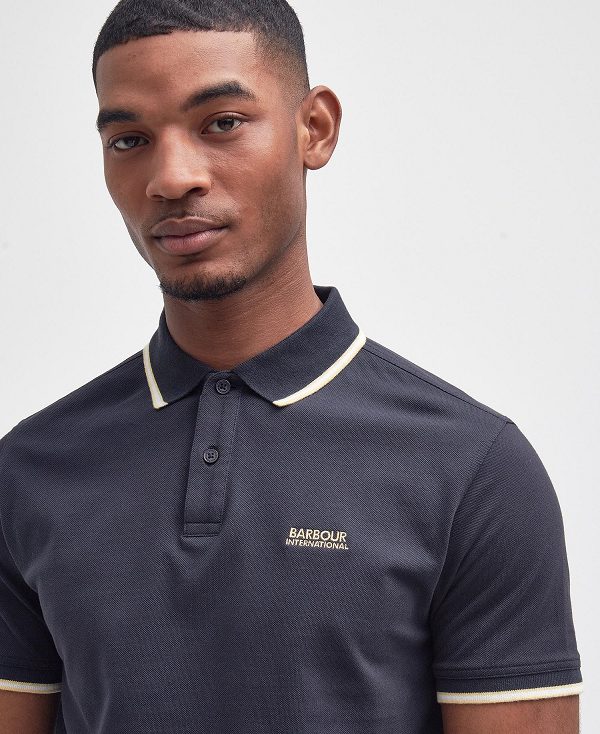 Barbour Rider Tipped Short-sleeved Polo Shirt σκουρο μπλε | BABO88196