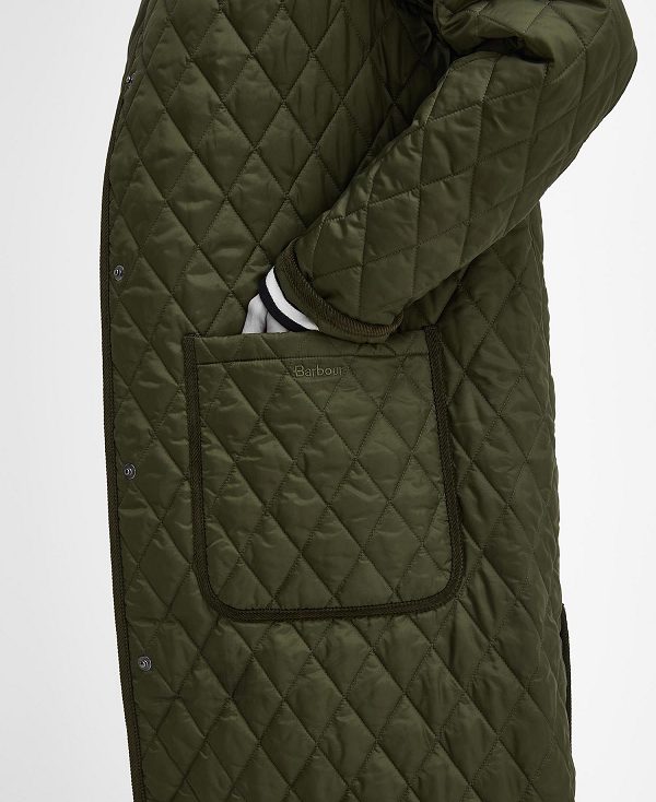 Barbour Round Collar Quilted Jacket Ελιά | BABO89370