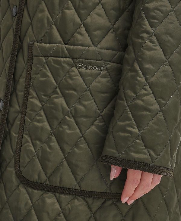 Barbour Round Collar Quilted Jacket Ελιά | BABO89370