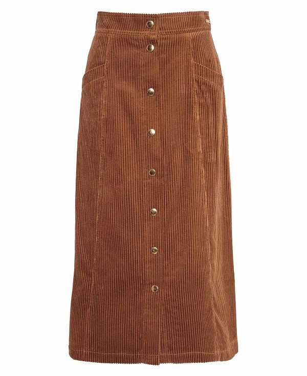 Barbour Samara Cord Midi Skirt καφε | BABO89654