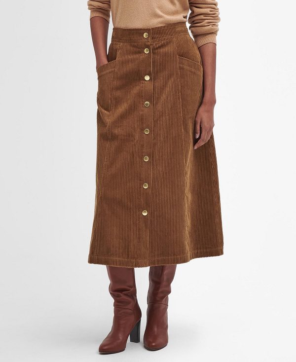 Barbour Samara Cord Midi Skirt καφε | BABO89654