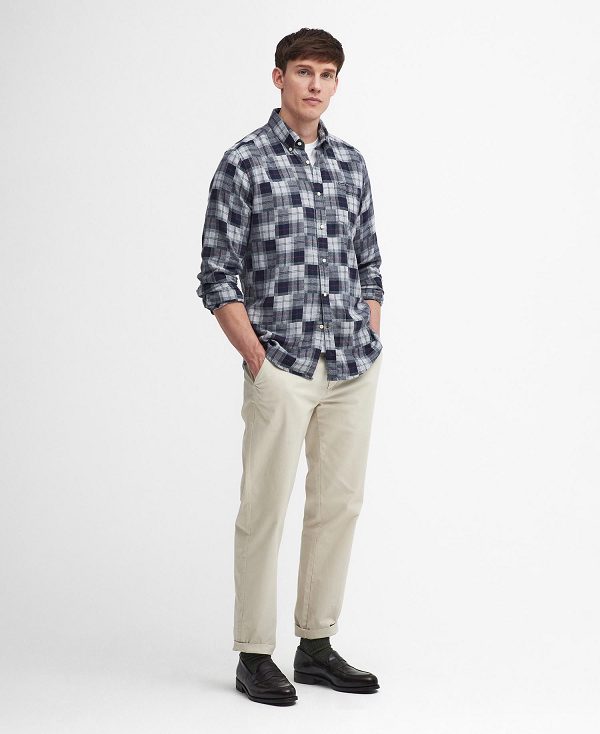 Barbour Sault Tailored Long-sleeved Shirt μπλε | BABO87941