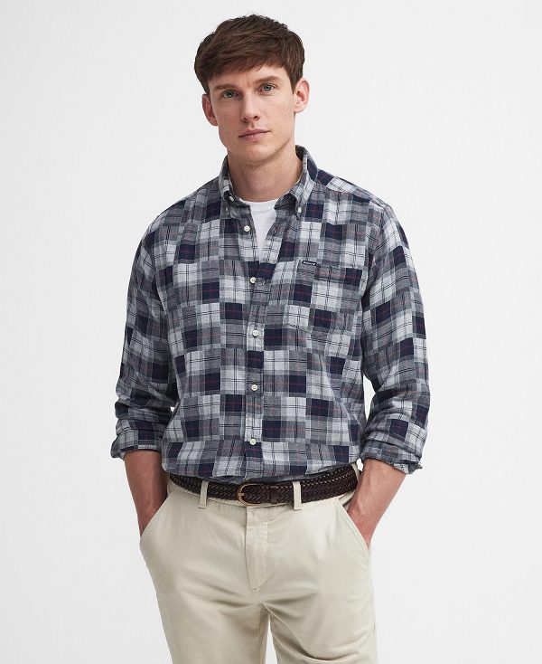 Barbour Sault Tailored Long-sleeved Shirt μπλε | BABO87941