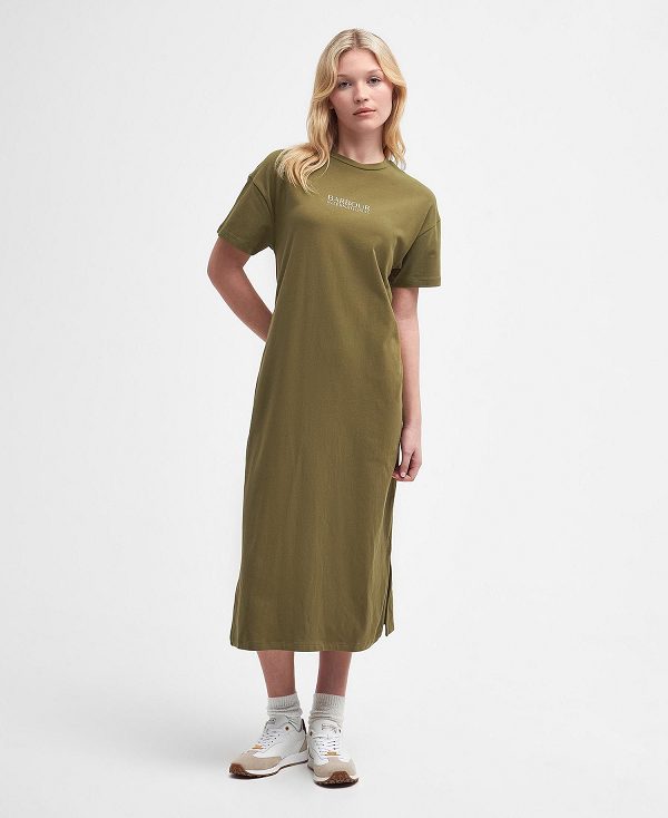 Barbour Sofia Midi Dress Χακί | BABO89628