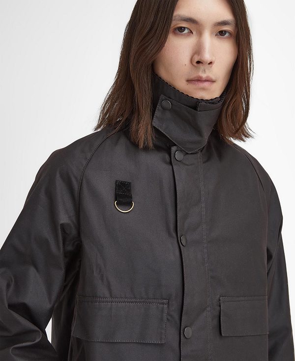 Barbour Spey Slim Waxed Jacket μαυρα | BABO87256